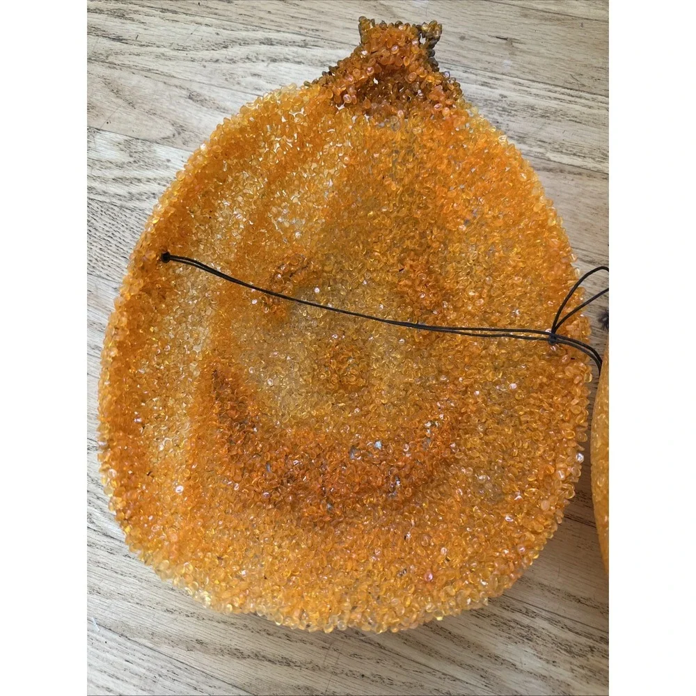 Vintage Set 2 Melted Plastic Popcorn Jack-O-Lantern Halloween Porch Light Covers
